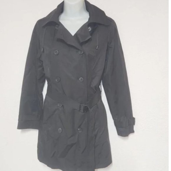 Michael Kors Jackets & Blazers - Michael Kors** stylish long black trench coat, hooded, lined, size small